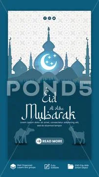 Eid Al Adha Mubarak Islamic Festival Social media Story Template PSD Template