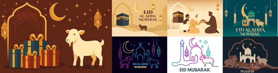 Eid al Adha Mubarak Vector pack illustration Stock-Illustration