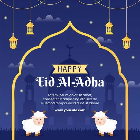Eid al Adha Template Flat Design Illustration Editable of Square Background S Stock Illustration