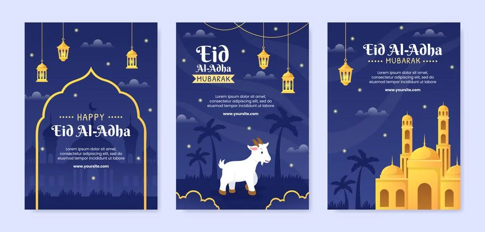 Eid al Adha Template Flat Design Illustration Editable of Square Background S Stock Illustration