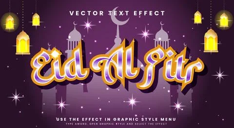 Eid Al Fitr 3d text effect template design Stock Illustration