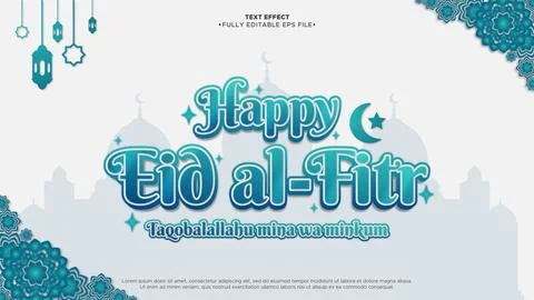 Eid al-Fitr 3D Vector Text Effect 스톡 일러스트