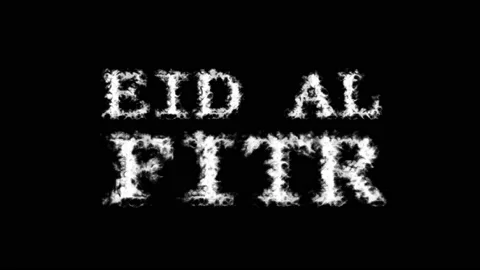Eid Al Fitr cloud text effect black isolated background Stock Footage 139640935