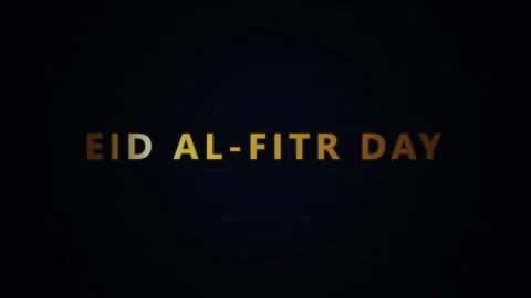 Eid al-Fitr Day text animation on dark background Stock Footage 337448848