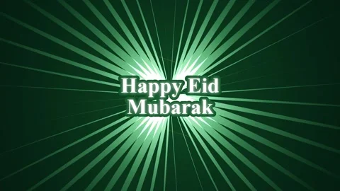 Eid al-Fitr Day text animation on green radial rays background Stock Footage 337448861
