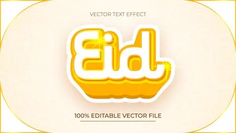 Eid al Fitr text effect editable in luxury and modern white style Stock Illustration