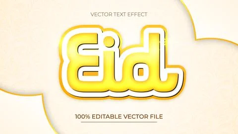 Eid al Fitr text effect editable in luxury and modern white style Stock Illustration