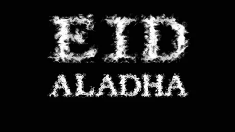 Eid AlAdha cloud text effect black isolated background Stock Footage 139640630