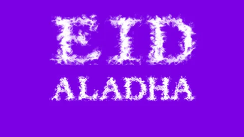 Eid AlAdha cloud text effect violet isolated background Stock Footage 139640638