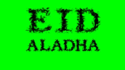 Eid AlAdha smoke text effect green isolated background Stock Footage 139628854