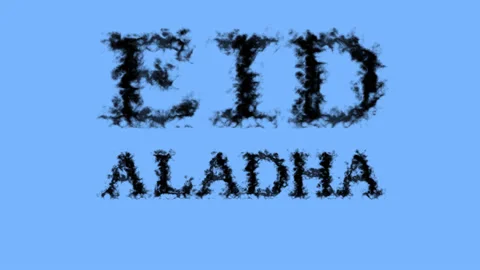 Eid AlAdha smoke text effect sky isolated background Stock Footage 139628968