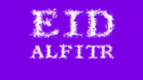 Eid AlFitr cloud text effect violet isolated background Stock Footage 139637579