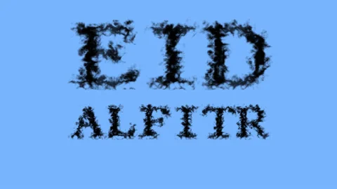 Eid AlFitr smoke text effect sky isolated background Stock Footage 139623932