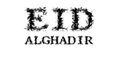 Eid AlGhadir smoke text effect white isolated background Stock Footage 139630656