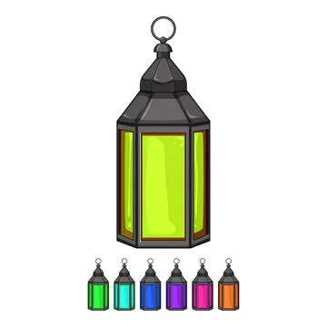 Eid arabic lantern cartoon vector graphic Stock Illustration