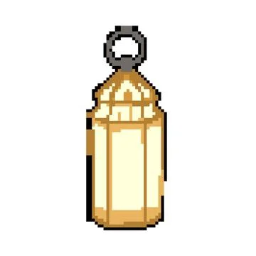 Eid arabic lantern pixel art vector illustration Stock Illustration