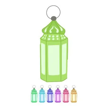 Eid arabic lantern vector cartoon graphic Stock Illustration