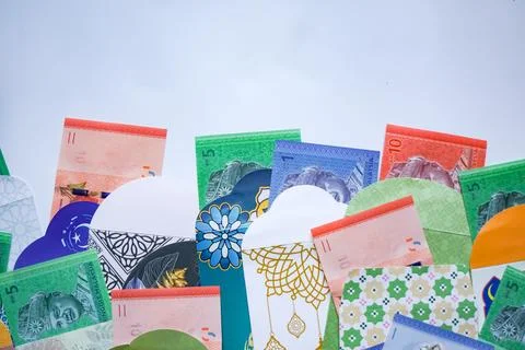 Eid Money Envelopes With Ringgit Notes Stock Photos