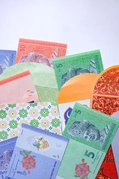 Eid Money Envelopes With Ringgit Notes Stock Photos