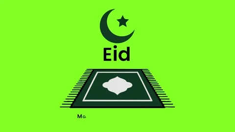 Eid Morning Prayer Typography with Prayer Rug Icon Animation Stock Footage 323348001