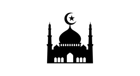 Eid mosque crest vector silhouette illustration with crescent moon and star Stock Illustration
