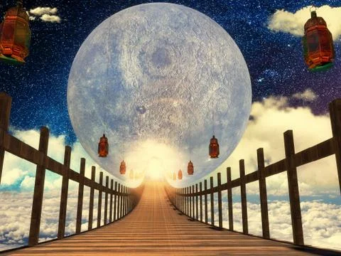 Eid Mubarak 3d scene Stock Illustration