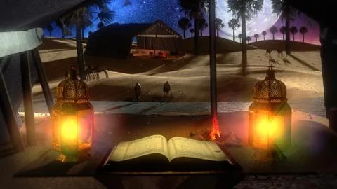 Eid Mubarak 3d scene イラスト素材