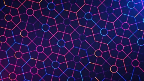 Eid Mubarak abstract light background with glowing neon geometric islamic pat Stock Illustration