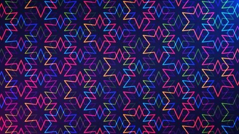 Eid Mubarak abstract light background with glowing neon geometric islamic pat Stock Illustration