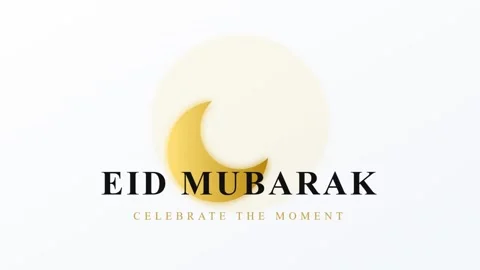 Eid Mubarak Animated Greeting - Crescent Moon and Soft Glow Vídeos de archivo 334744062