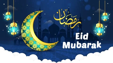 Eid Mubarak animation video with text animation with a beautiful scene Stock-Footage 302184596