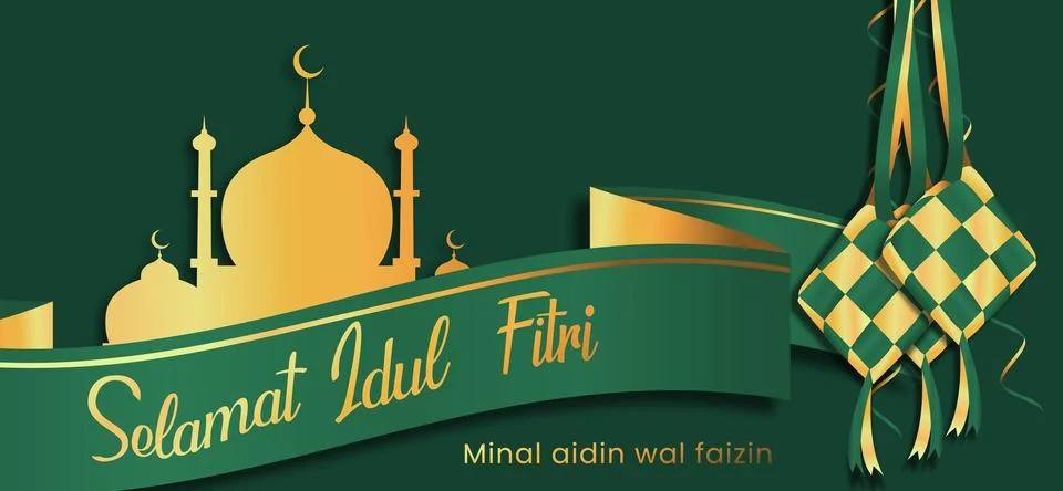 Eid Mubarak Background Vector Illustration with Realistic ketupat satin 3d Stock-Illustration