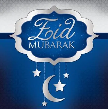 Eid Mubarak (Blessed Eid) card in vector format. Stock Illustration