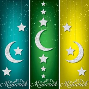 Eid Mubarak (Blessed Eid) mobile banner in vector format. Stock Illustration