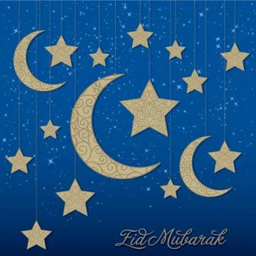 Eid Mubarak (Blessed Eid) mobile card in vector format. Stock Illustration