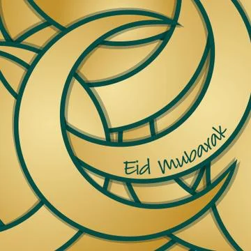 Eid Mubarak (Blessed Eid) sticker greeting card in vector format. Stock Illustration