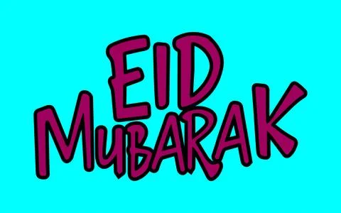 Eid Mubarak in candy text and blue background. Eid concept for Muslim holiday Stock Illustration