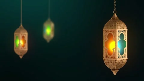 Eid Mubarak Celebration Concept with Glowing Lamp Background Stock Footage 335546825