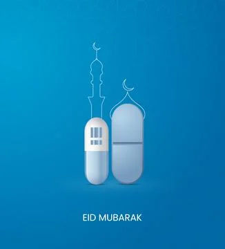 Eid Mubarak, Creative ads design for social media. 3D illustration Stock Illustration