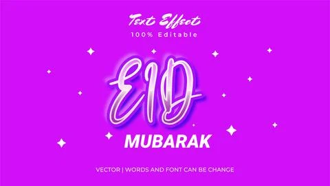 Eid Mubarak editable text effect. Vector design for poster, background, banne Stock Illustration