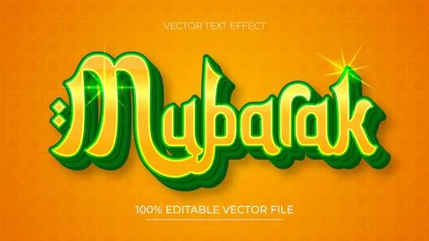 Eid Mubarak editable text effect Stock Illustration