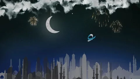 Eid Mubarak, Eid Al Adha, and Eid Al Fitr Happy holiday video animation Arabic t Stock Footage 229972424