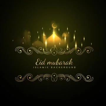 Eid mubarak glowing background with sparkles Stock Illustration