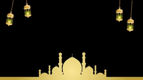 Eid Mubarak Golden Mosque Lantern Background Animation Stock Footage 329668385