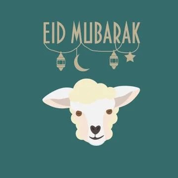 Eid Mubarak Greeting Card. Eid Al-Adha. Festival of the Sacrifice poster. Stock Illustration