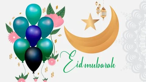 Eid Mubarak greeting card with Eid Mubarak calligraphy and Eid Mubarak wish Stock Illustration