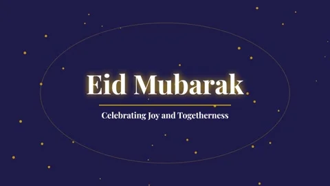 Eid Mubarak Greeting on Elegant Minimalist Dark Blue Background Stock Footage 337577046