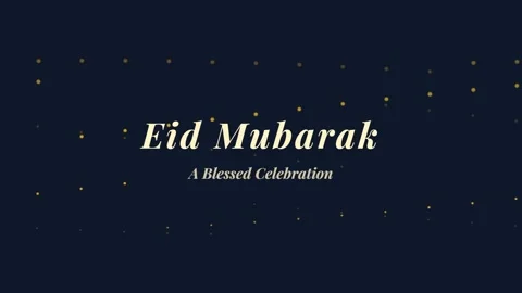 Eid Mubarak greeting message on dark background, festive celebration design Stock Footage 336889623