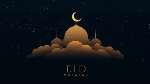 Eid Mubarak greeting motion design animation, Eid Mubarak with Beautiful Mosque Stock Footage 294799113