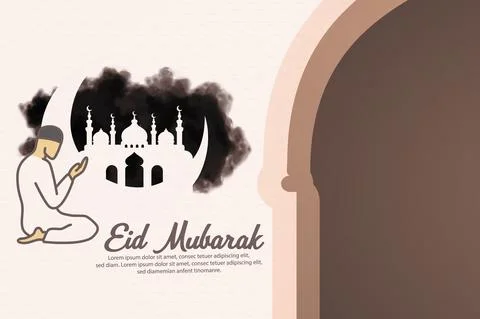 Eid Mubarak Greetings for Eid Al Adha and Al Fitar, Vector Illustration Stock Illustration
